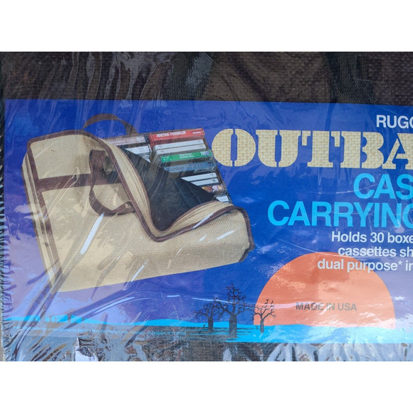 Rugged Burlap 30 Cassette Tape Carrying Case Padded Storage With Handles - Picture 3 of 4